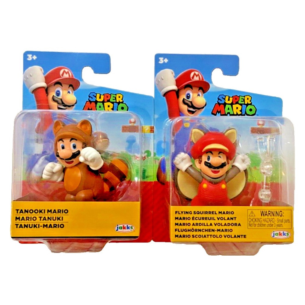 TANOOKI MARIO & FLYING SQUIRREL MARIO Super Mario Jakks‎ Pacific 2.5" Figures